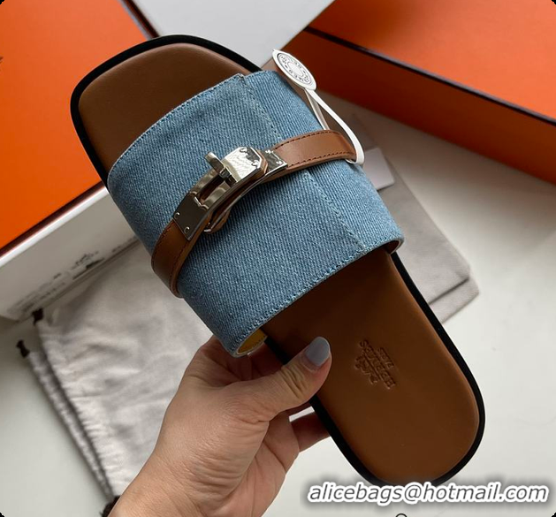 Luxurious Hermes Slipper Denim 60702209