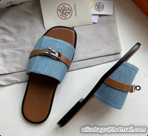Luxurious Hermes Slipper Denim 60702209