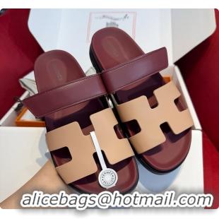 Good Quality Hermes Chypre sandal Beige Perlino / Rouge H 60702211