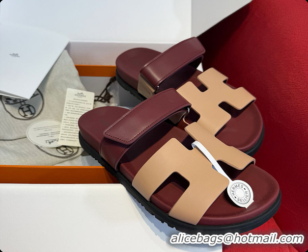 Good Quality Hermes Chypre sandal Beige Perlino / Rouge H 60702211