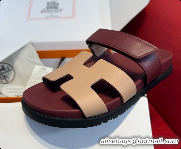 Good Quality Hermes Chypre sandal Beige Perlino / Rouge H 60702211