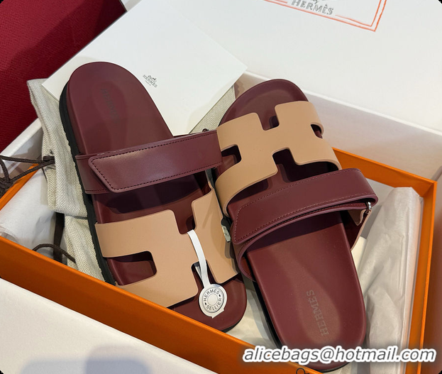 Good Quality Hermes Chypre sandal Beige Perlino / Rouge H 60702211