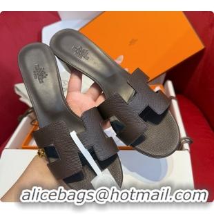 Low Price Hermes Oasis Sandal Dark Chocolate Brown 60702212