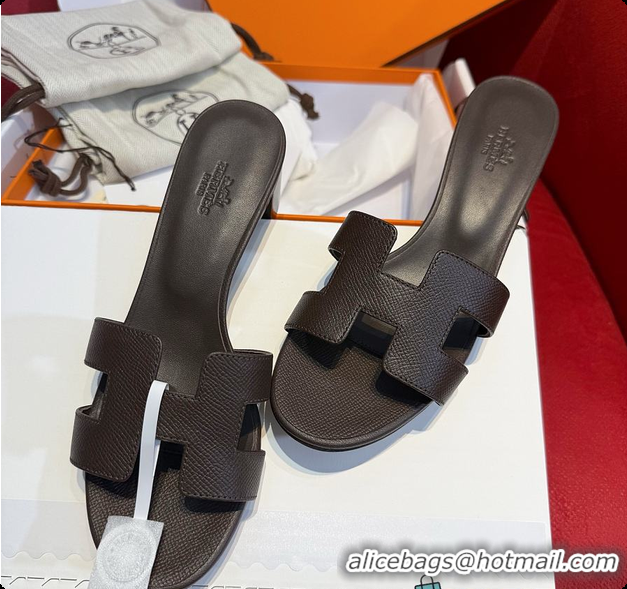 Low Price Hermes Oasis Sandal Dark Chocolate Brown 60702212