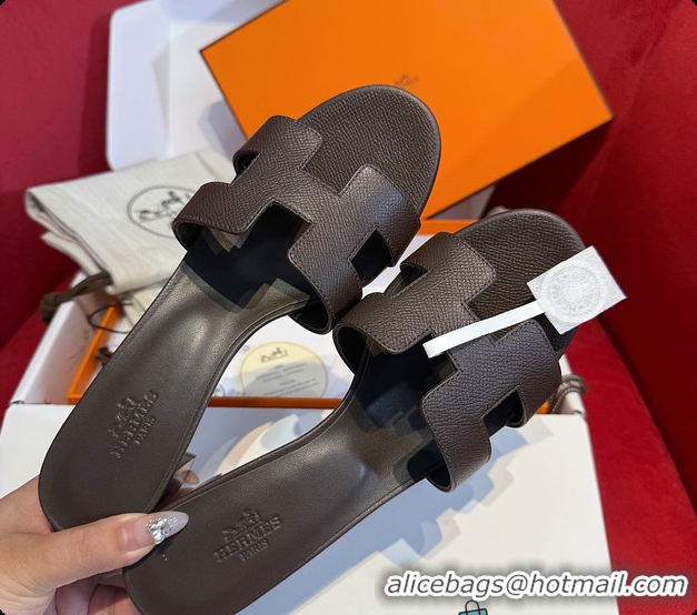 Low Price Hermes Oasis Sandal Dark Chocolate Brown 60702212