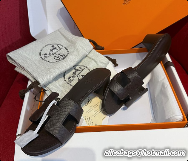 Low Price Hermes Oasis Sandal Dark Chocolate Brown 60702212