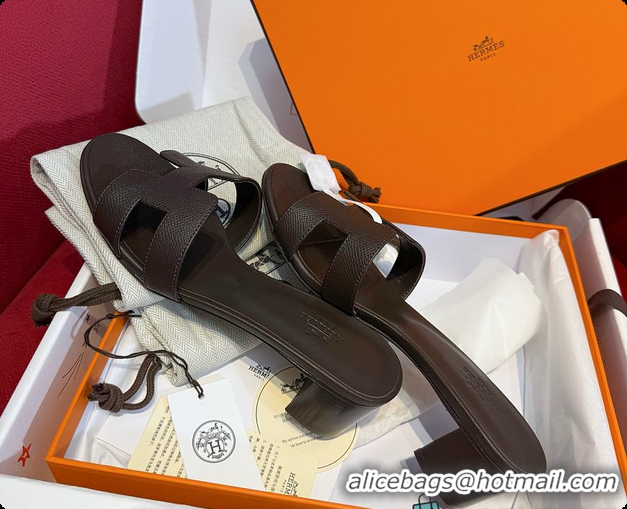 Low Price Hermes Oasis Sandal Dark Chocolate Brown 60702212