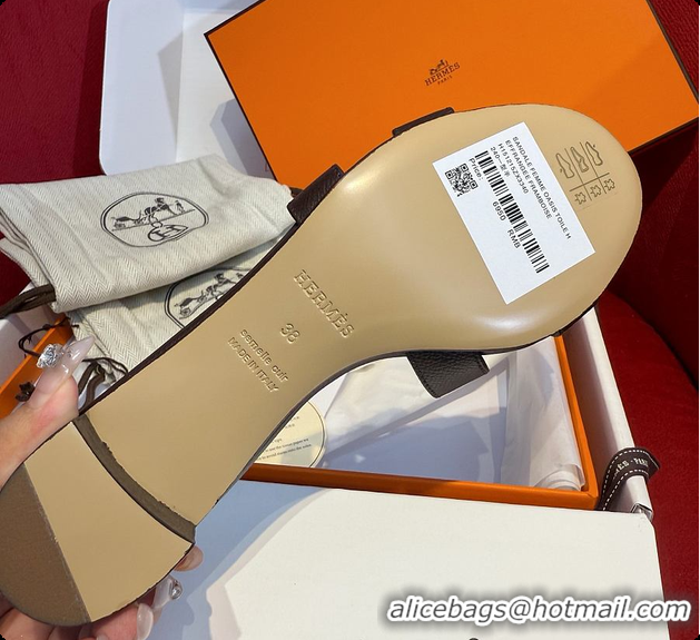 Low Price Hermes Oasis Sandal Dark Chocolate Brown 60702212