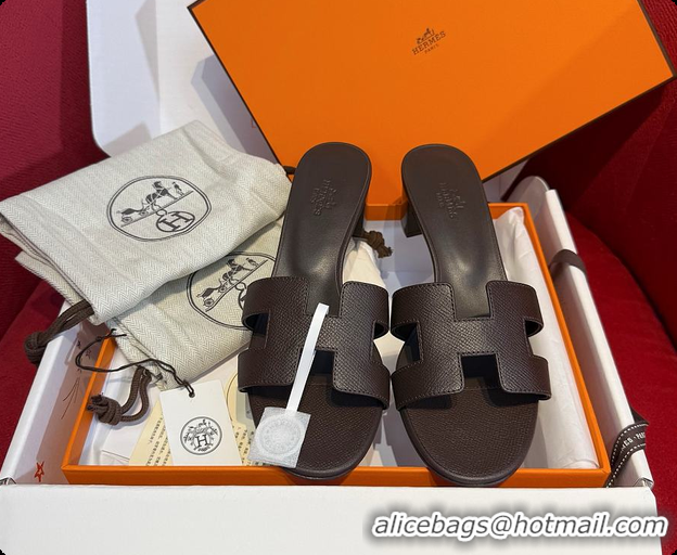 Low Price Hermes Oasis Sandal Dark Chocolate Brown 60702212