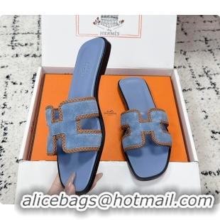 Good Quality Hermes Oran Sandal Bleu Jean / Naturel 60702212
