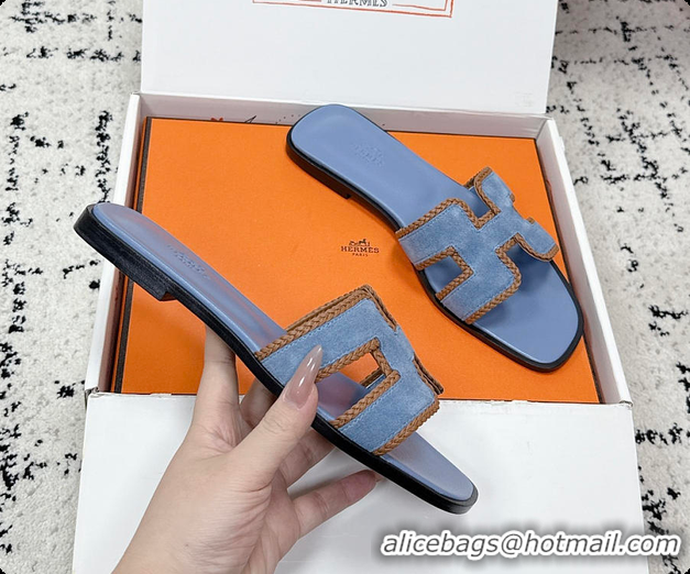 Good Quality Hermes Oran Sandal Bleu Jean / Naturel 60702212
