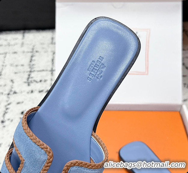 Good Quality Hermes Oran Sandal Bleu Jean / Naturel 60702212