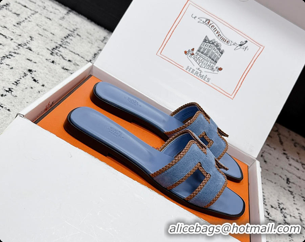 Good Quality Hermes Oran Sandal Bleu Jean / Naturel 60702212