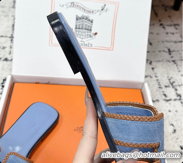 Good Quality Hermes Oran Sandal Bleu Jean / Naturel 60702212