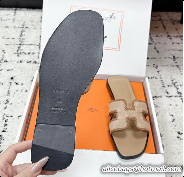 Best Grade Hermes Oran Sandal Light Brown / Naturel 60702212