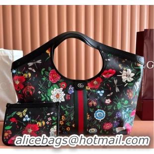 Big Discount Gucci Giglio Flora large tote bag black and multicolor Flora net G853961