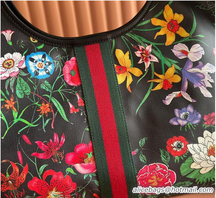 Big Discount Gucci Giglio Flora large tote bag black and multicolor Flora net G853961