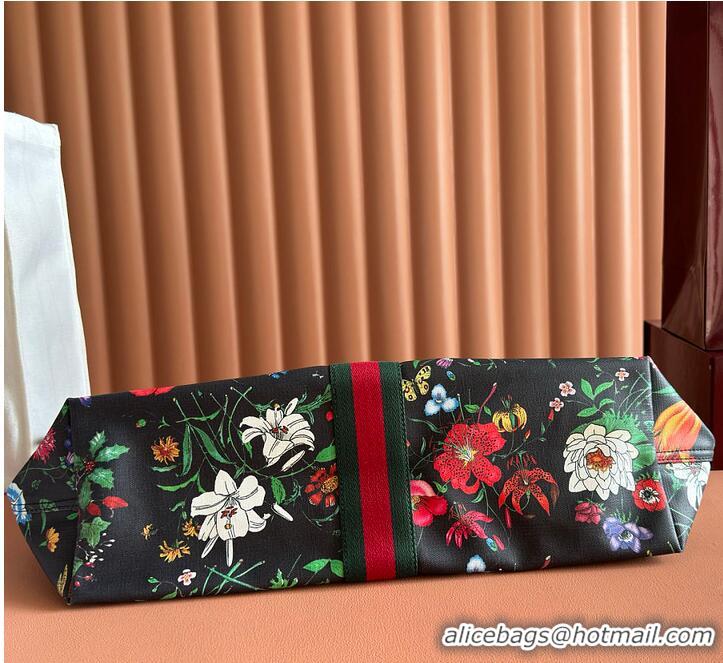 Big Discount Gucci Giglio Flora large tote bag black and multicolor Flora net G853961