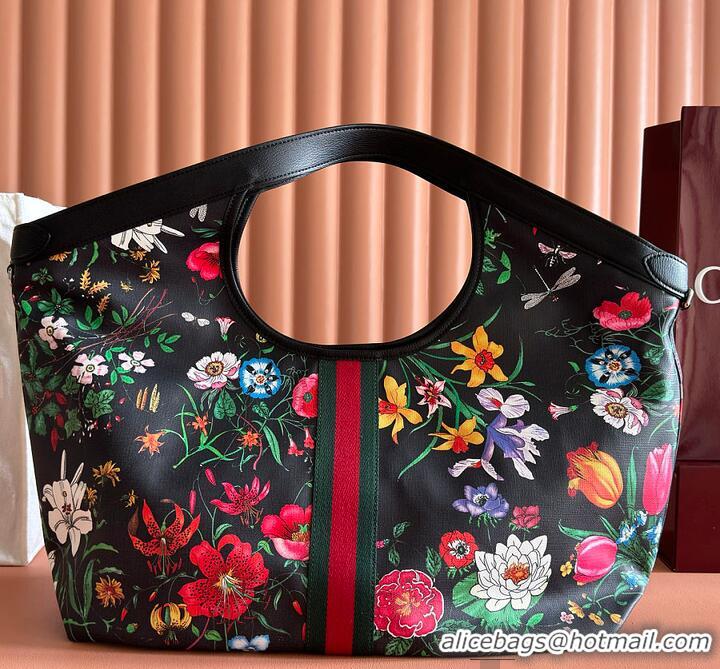 Big Discount Gucci Giglio Flora large tote bag black and multicolor Flora net G853961