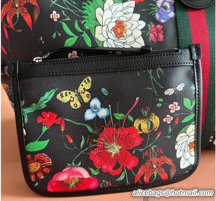 Big Discount Gucci Giglio Flora large tote bag black and multicolor Flora net G853961
