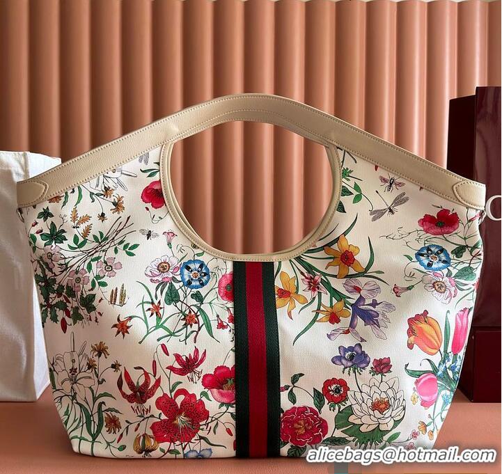 Best Discount Gucci Giglio Flora large tote bag white and multicolor Flora net G853962