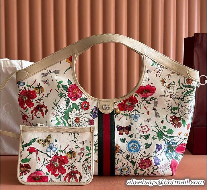 Best Discount Gucci Giglio Flora large tote bag white and multicolor Flora net G853962