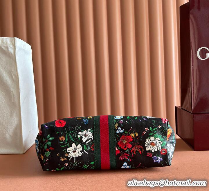 Best Price Gucci Giglio small tote bag black and multicolor Flora net G853963