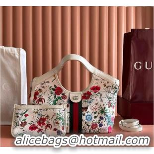 Inexpensive Gucci Giglio small tote bag white and multicolor net G853964