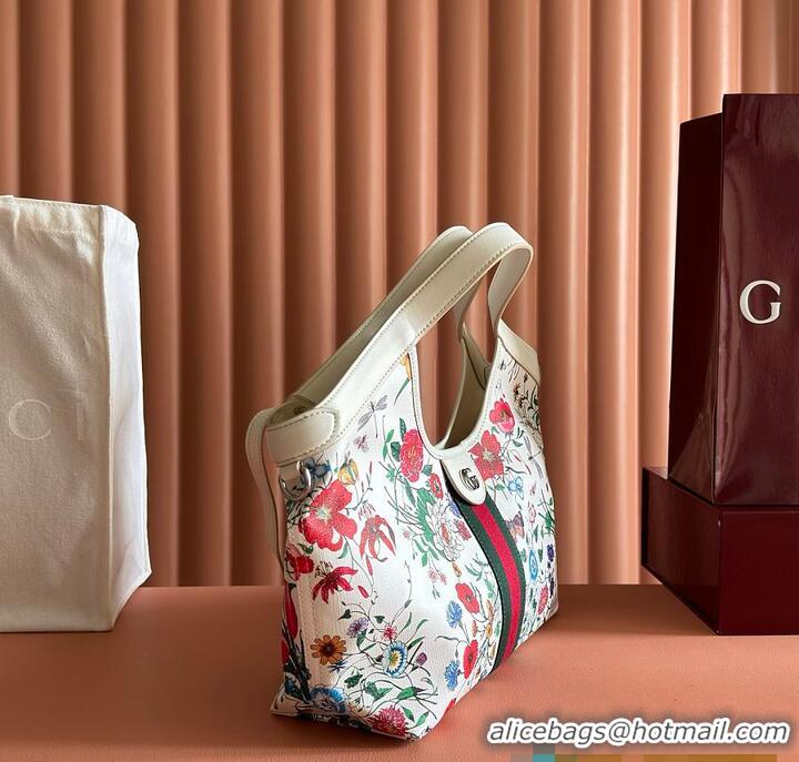 Inexpensive Gucci Giglio small tote bag white and multicolor net G853964