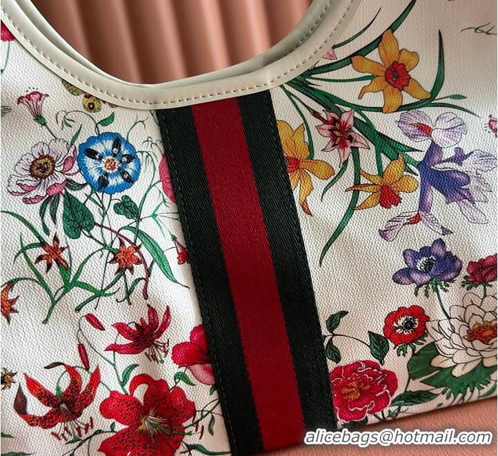 Inexpensive Gucci Giglio small tote bag white and multicolor net G853964