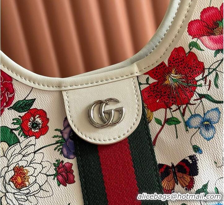 Inexpensive Gucci Giglio small tote bag white and multicolor net G853964