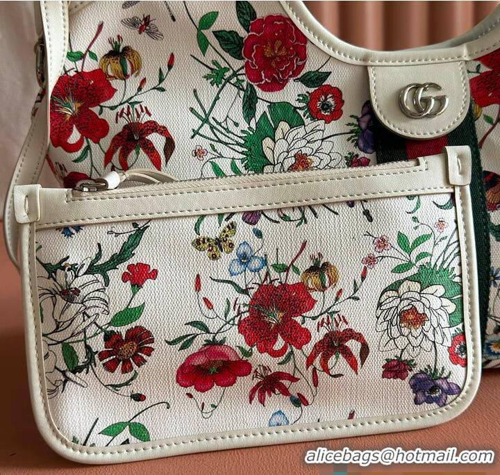 Inexpensive Gucci Giglio small tote bag white and multicolor net G853964