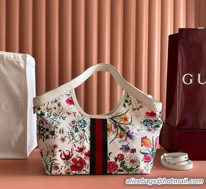 Inexpensive Gucci Giglio small tote bag white and multicolor net G853964