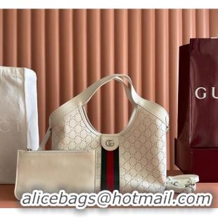 Top Grade Gucci Giglio Small Tote Bag GG leather G853966 White