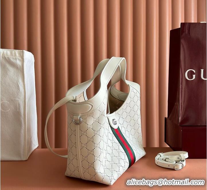 Top Grade Gucci Giglio Small Tote Bag GG leather G853966 White
