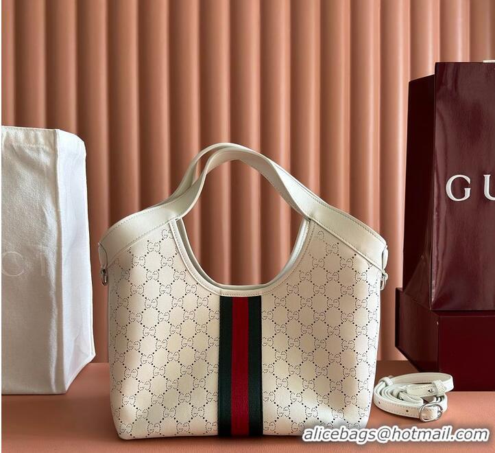 Top Grade Gucci Giglio Small Tote Bag GG leather G853966 White
