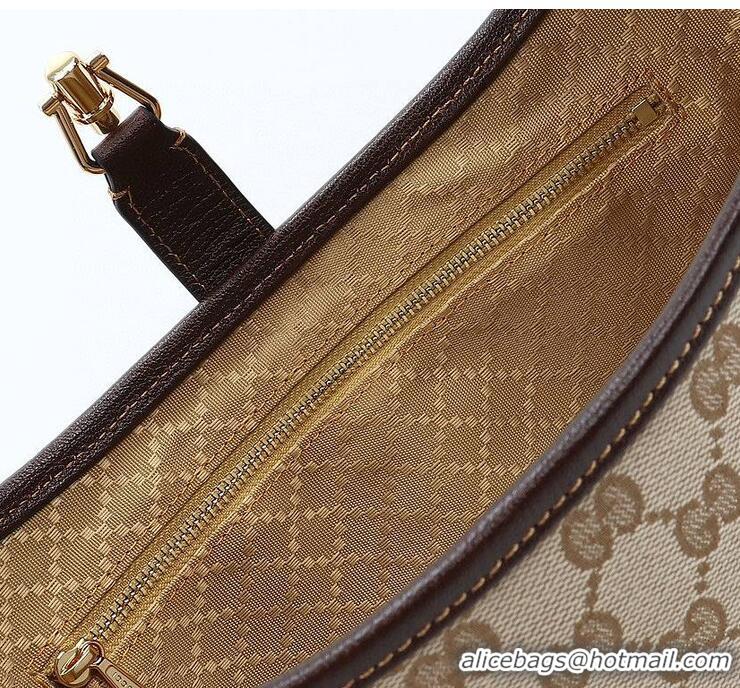 Reasonable Price Gucci Jackie 1961 medium shoulder bag Sand and dark brown GG canvas 637099