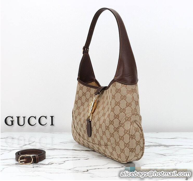 Reasonable Price Gucci Jackie 1961 medium shoulder bag Sand and dark brown GG canvas 637099