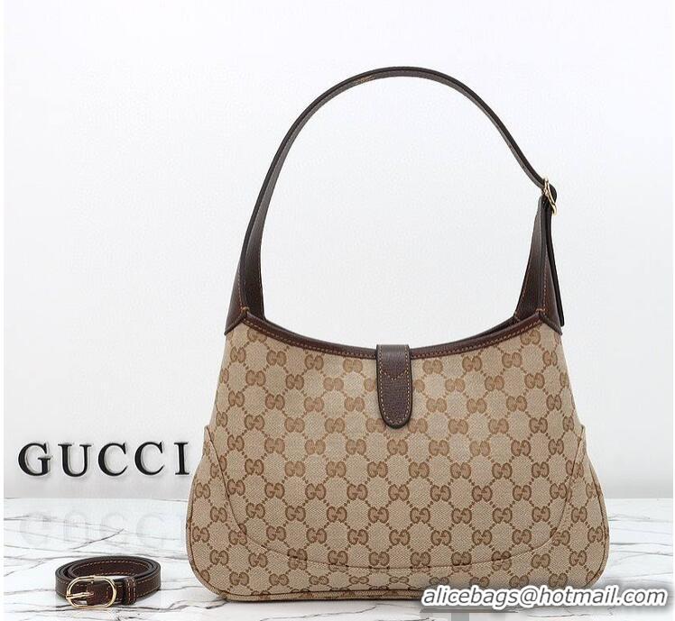 Reasonable Price Gucci Jackie 1961 medium shoulder bag Sand and dark brown GG canvas 637099