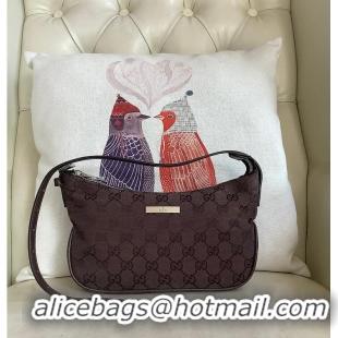 Top Grade Gucci Lady Lunetta small shoulder bag GG canvas 637010 dark brown