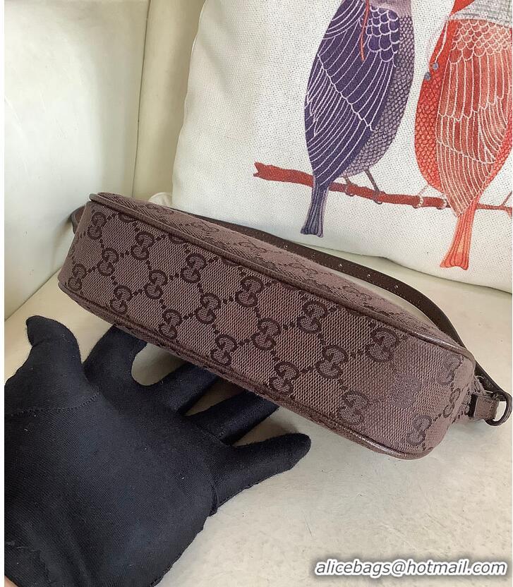 Top Grade Gucci Lady Lunetta small shoulder bag GG canvas 637010 dark brown