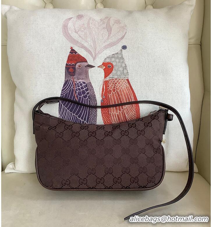 Top Grade Gucci Lady Lunetta small shoulder bag GG canvas 637010 dark brown