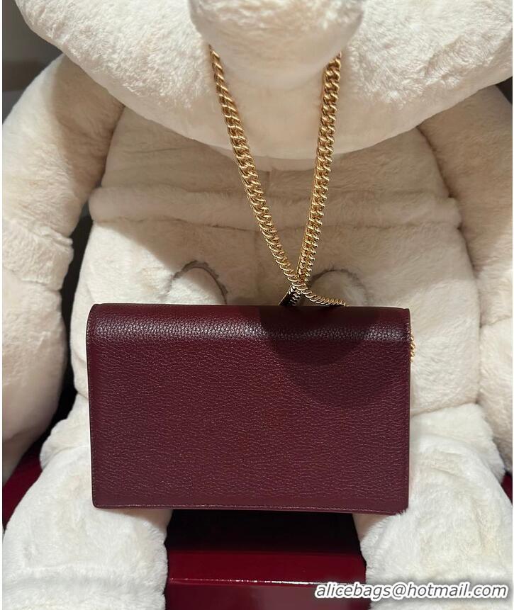 Inexpensive Gucci Bi-color GG Marmont wallet on chain Rosso Ancora Red and Pink Leather 637011