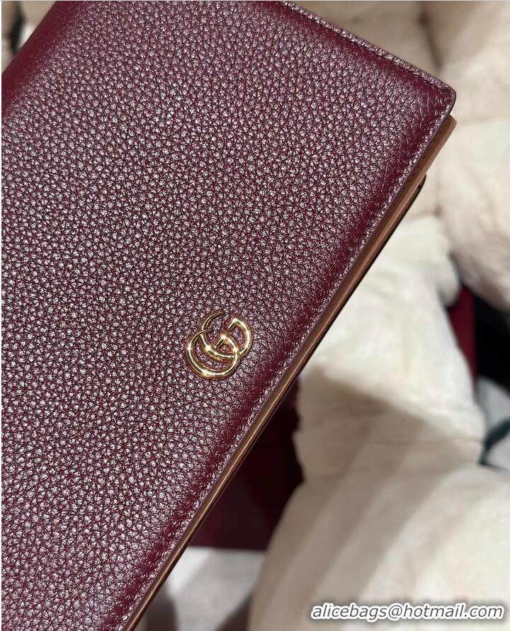 Inexpensive Gucci Bi-color GG Marmont wallet on chain Rosso Ancora Red and Pink Leather 637011