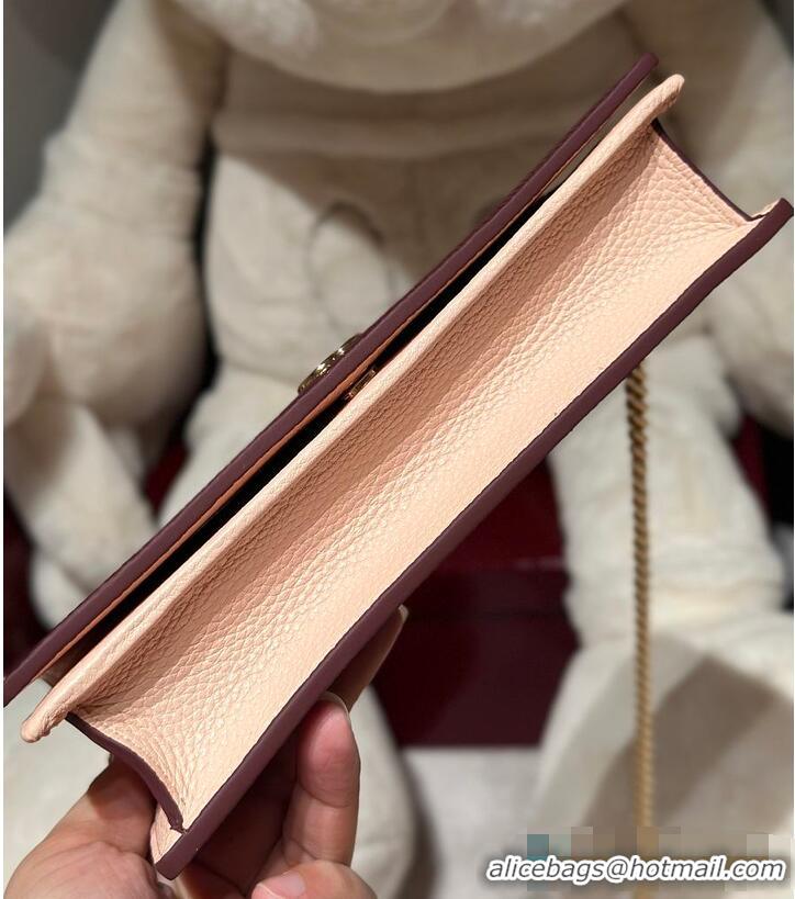 Inexpensive Gucci Bi-color GG Marmont wallet on chain Rosso Ancora Red and Pink Leather 637011