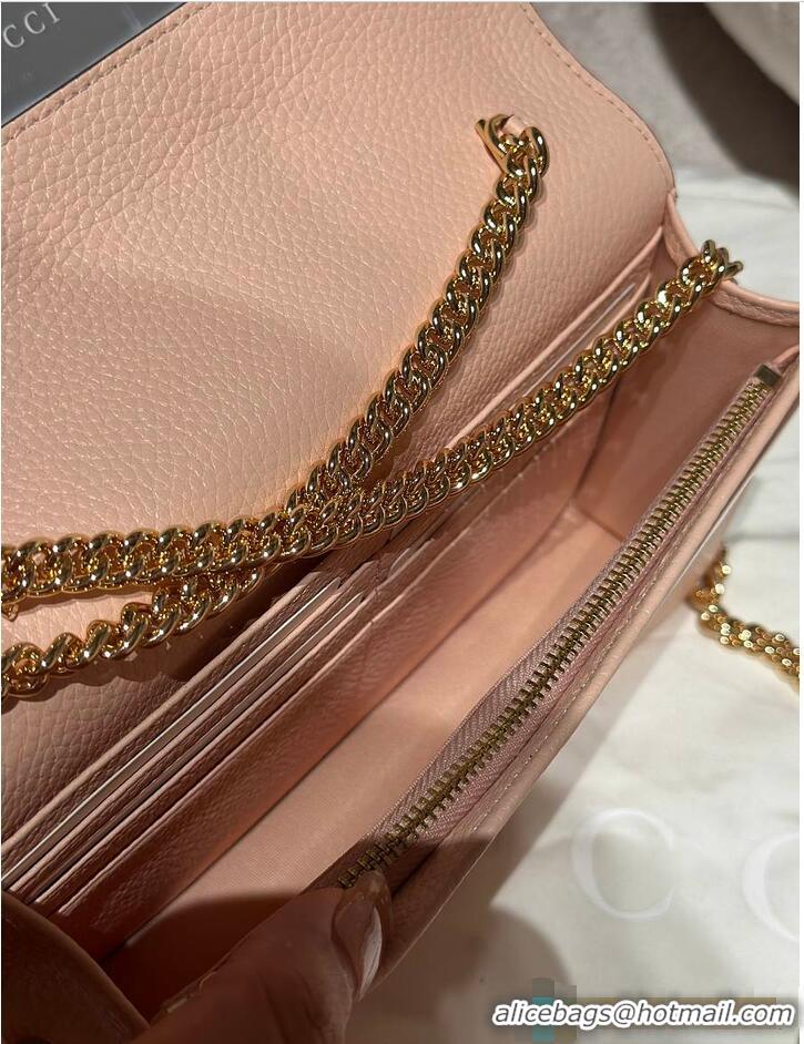 Inexpensive Gucci Bi-color GG Marmont wallet on chain Rosso Ancora Red and Pink Leather 637011