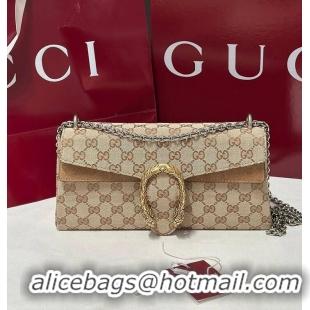 Best Product Gucci Dionysus medium shoulder bag sand and brown GG canvas 637012