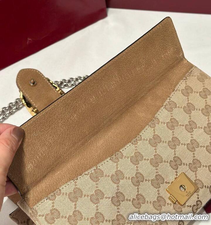 Best Product Gucci Dionysus medium shoulder bag sand and brown GG canvas 637012