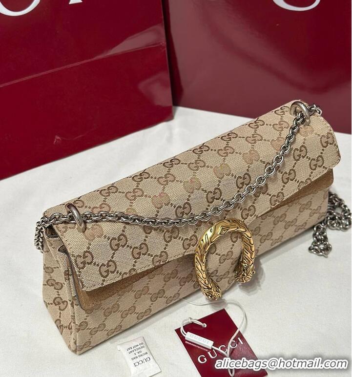 Best Product Gucci Dionysus medium shoulder bag sand and brown GG canvas 637012