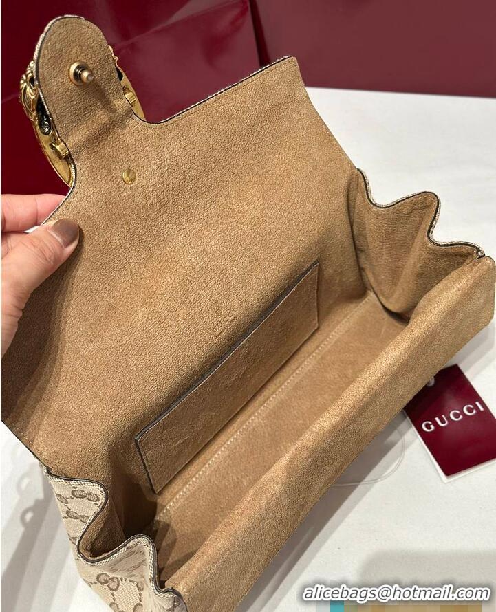 Best Product Gucci Dionysus medium shoulder bag sand and brown GG canvas 637012